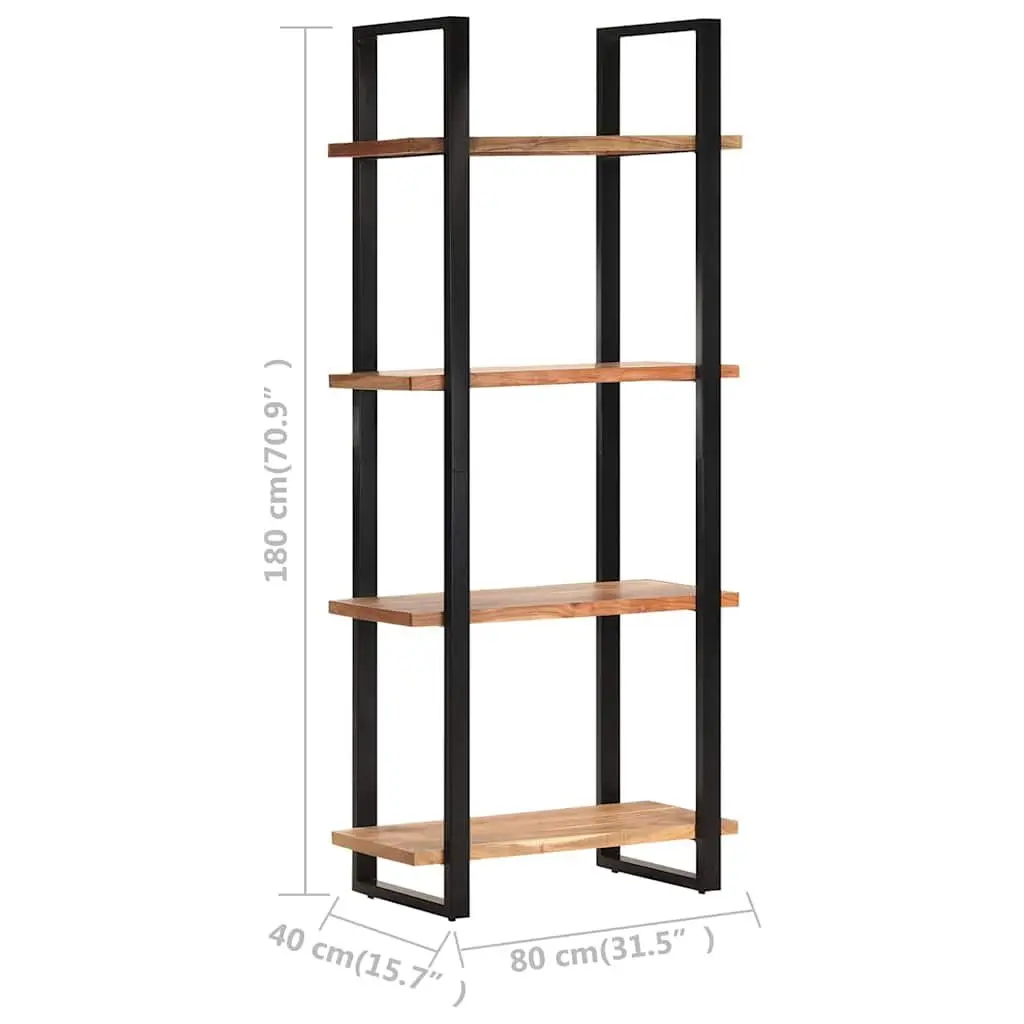 4-Tier Bookcase 80x40x180 cm Solid Acacia Wood Vintage Industrial Shelving Unit