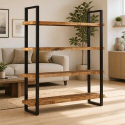 4-Tier Bookcase Specifications: 160x40x180cm Brown Wood