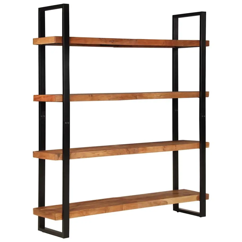 4-Tier Bookcase 160x40x180 cm Solid Acacia Wood Shelving Unit Industrial Style