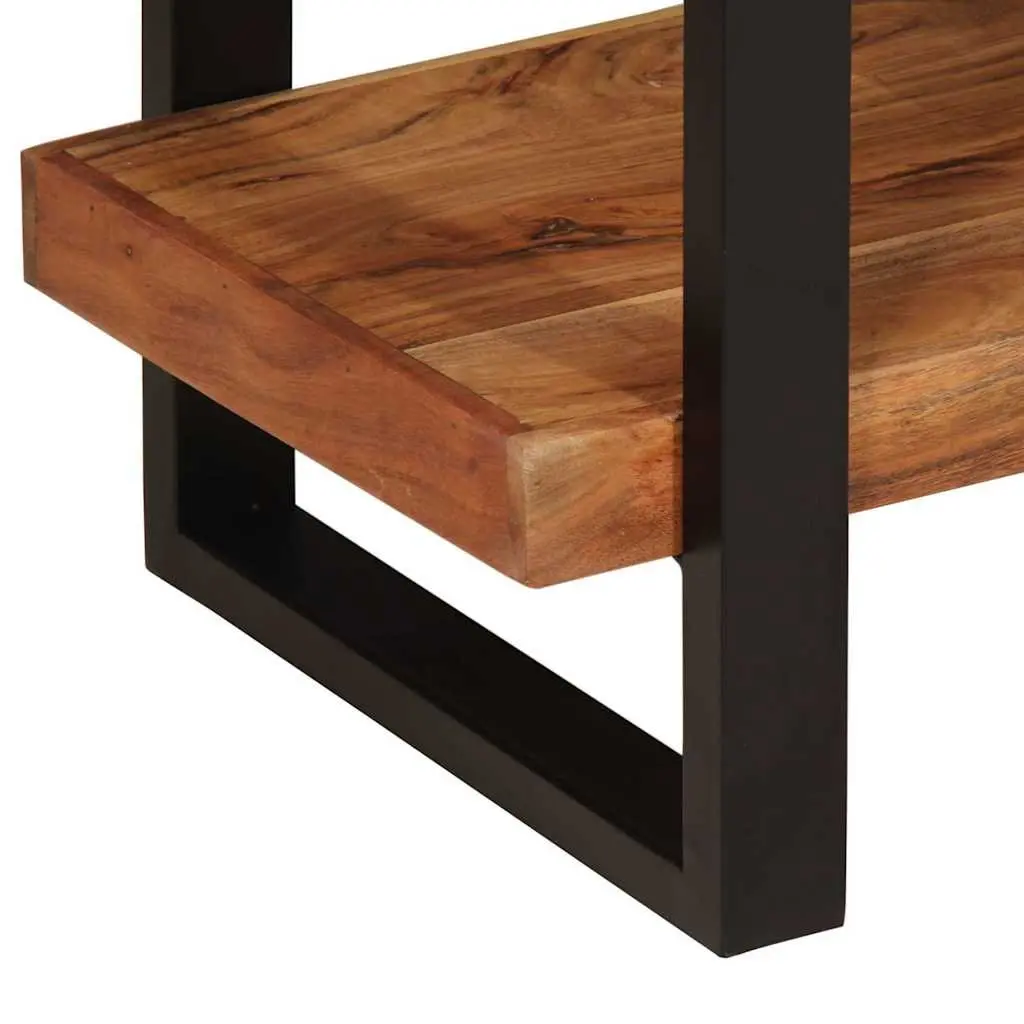 4-Tier Bookcase 160x40x180 cm Solid Acacia Wood Shelving Unit Industrial Style