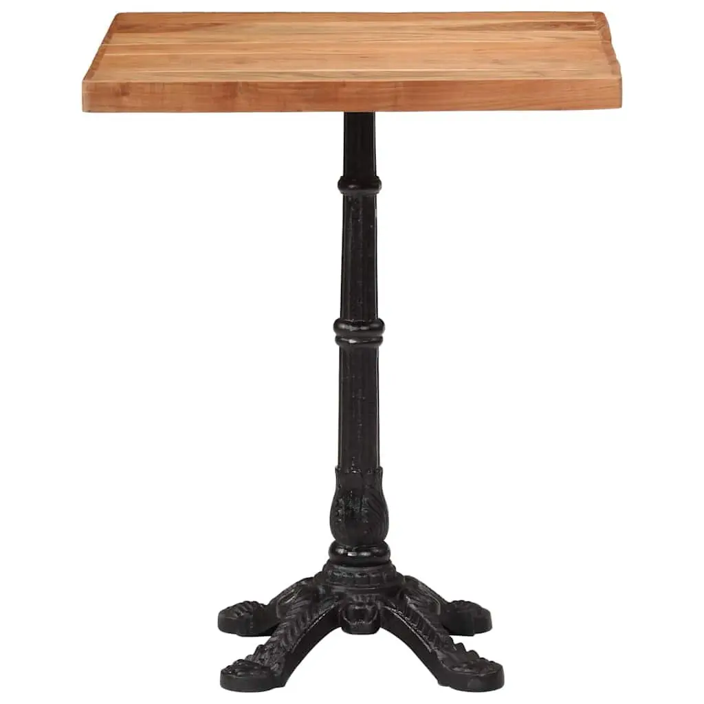 Bistro Dining Table 60x60x76cm Solid Acacia Wood Cast Iron Base Kitchen