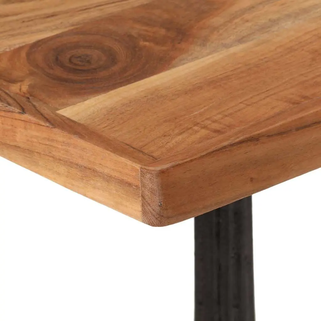 Bistro Dining Table 60x60x76cm Solid Acacia Wood Cast Iron Base Kitchen