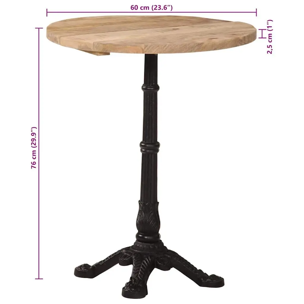 Bistro Dining Table Round for Kitchen Brown 60cm Diameter 76cm Height