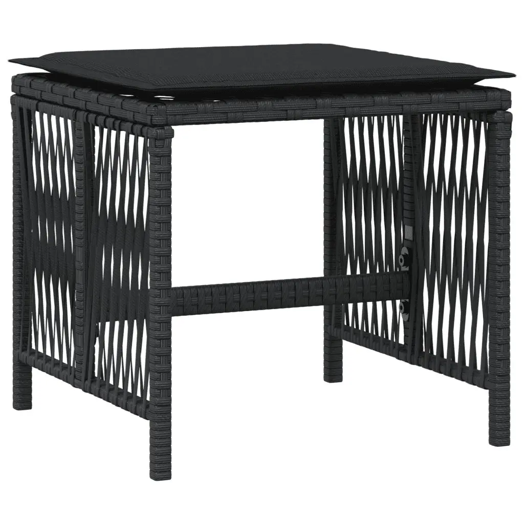 Outdoor Dining Set 17 Piece Black PE Rattan Cushioned Table Chairs