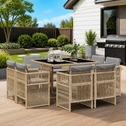 9 Piece Outdoor Dining Set: 8 Chairs and Table Details