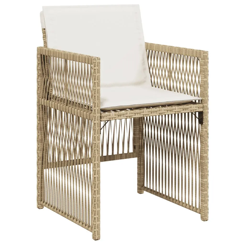 Garden Dining Set 9 Piece Outdoor Use Beige Poly Rattan