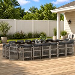 Comprehensive 17-Piece Garden Dining Set with Grey Finish
