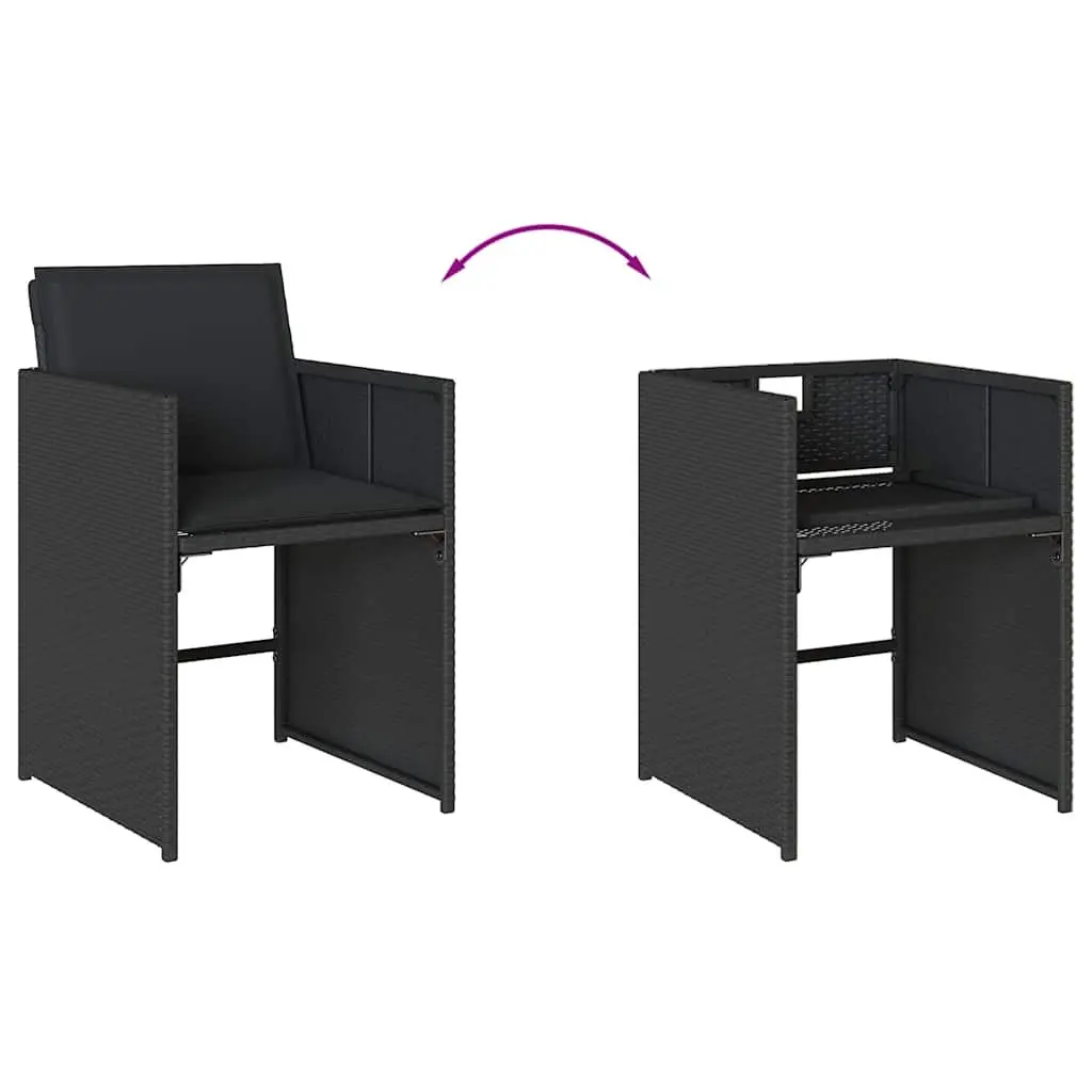 Outdoor Dining Set Garden Furniture 5 Piece Black Rattan Table Chairs Cushions