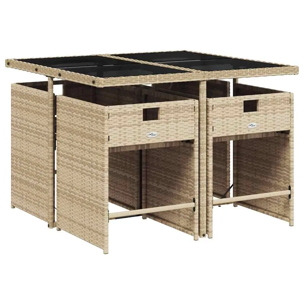 Outdoor Dining Set 5 Piece Patio Table Chairs Cushioned Beige