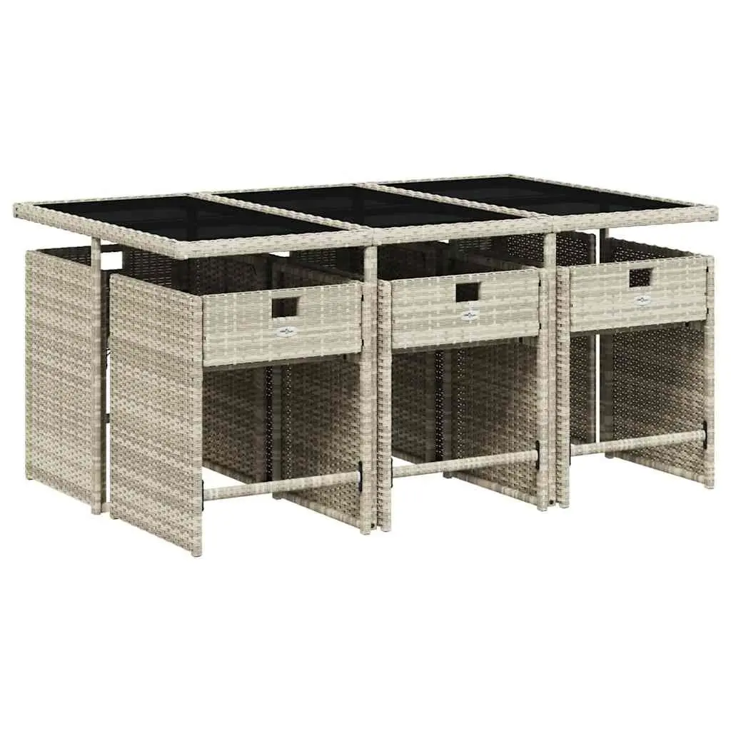 7 Piece Garden Dining Set Outdoor Patio Furniture Grey Poly Rattan