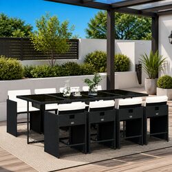 Specifications of 9 Piece Garden Dining Set: Black