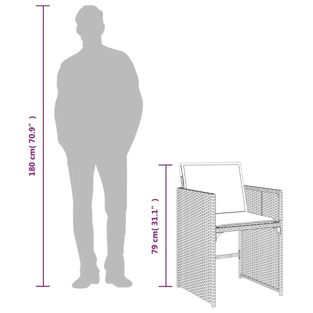 9 Piece Outdoor Garden Dining Set Patio Table Chairs with Cushions Black
