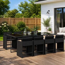 Specifications of 9 Piece Black Garden Dining Set
