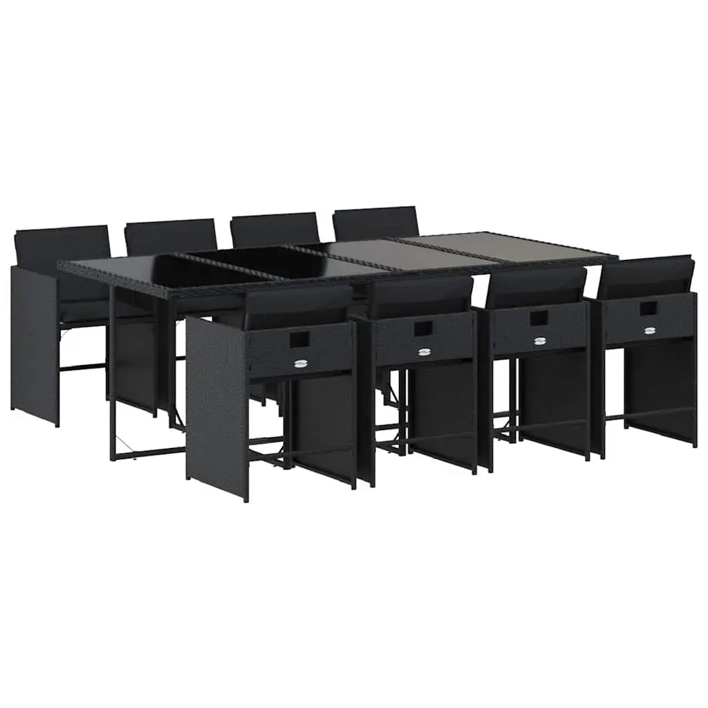 Garden Dining Set Outdoor Use 9 Piece Black