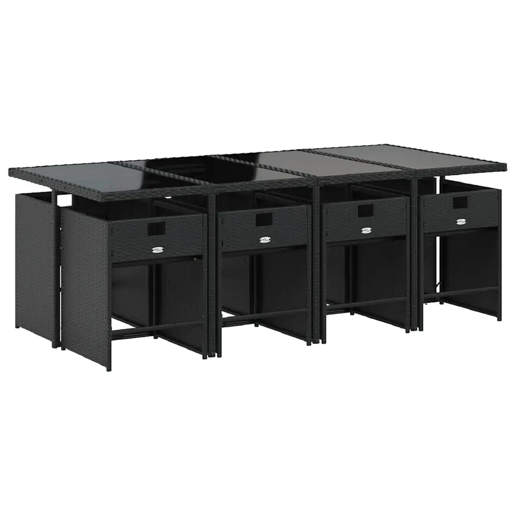 Garden Dining Set Outdoor Use 9 Piece Black