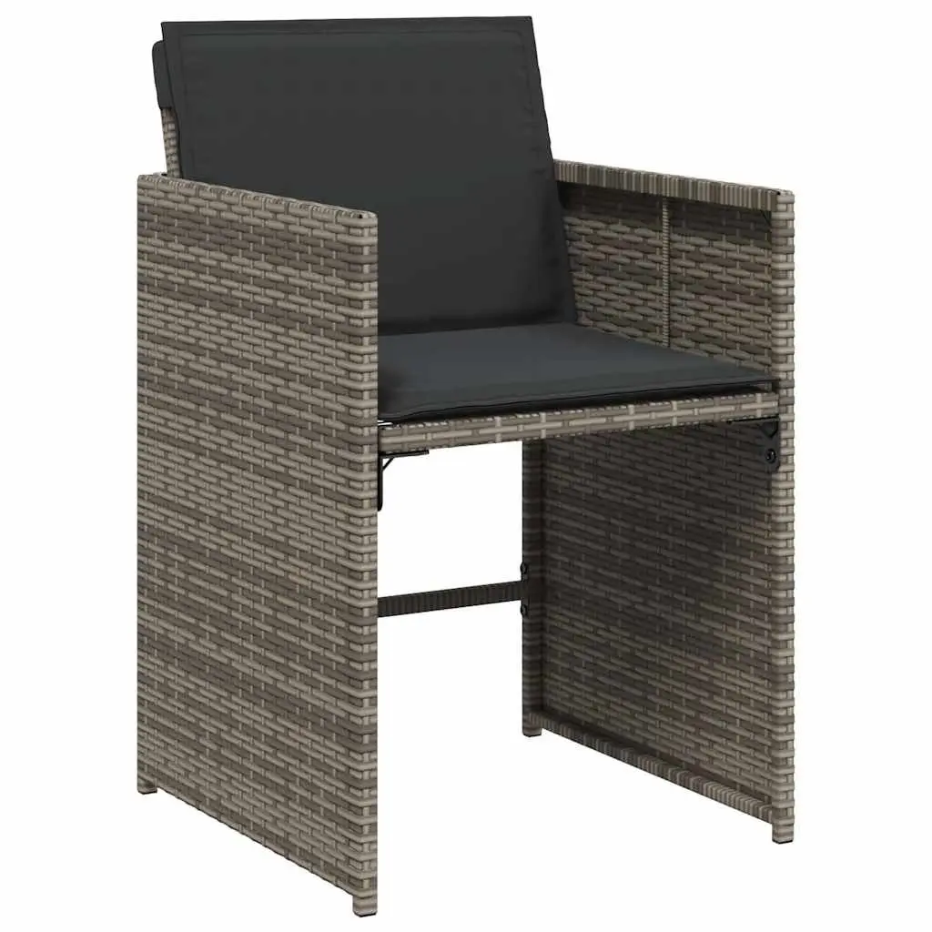9 Piece Garden Dining Set Grey Rattan Chairs with Tempered Glass Table for Outdoor Patio