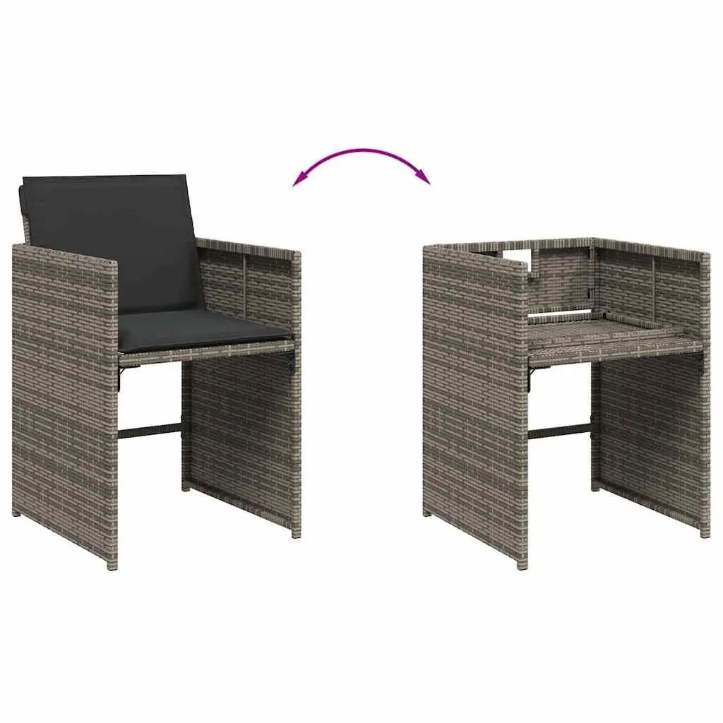 9 Piece Garden Dining Set Grey Rattan Chairs with Tempered Glass Table for Outdoor Patio