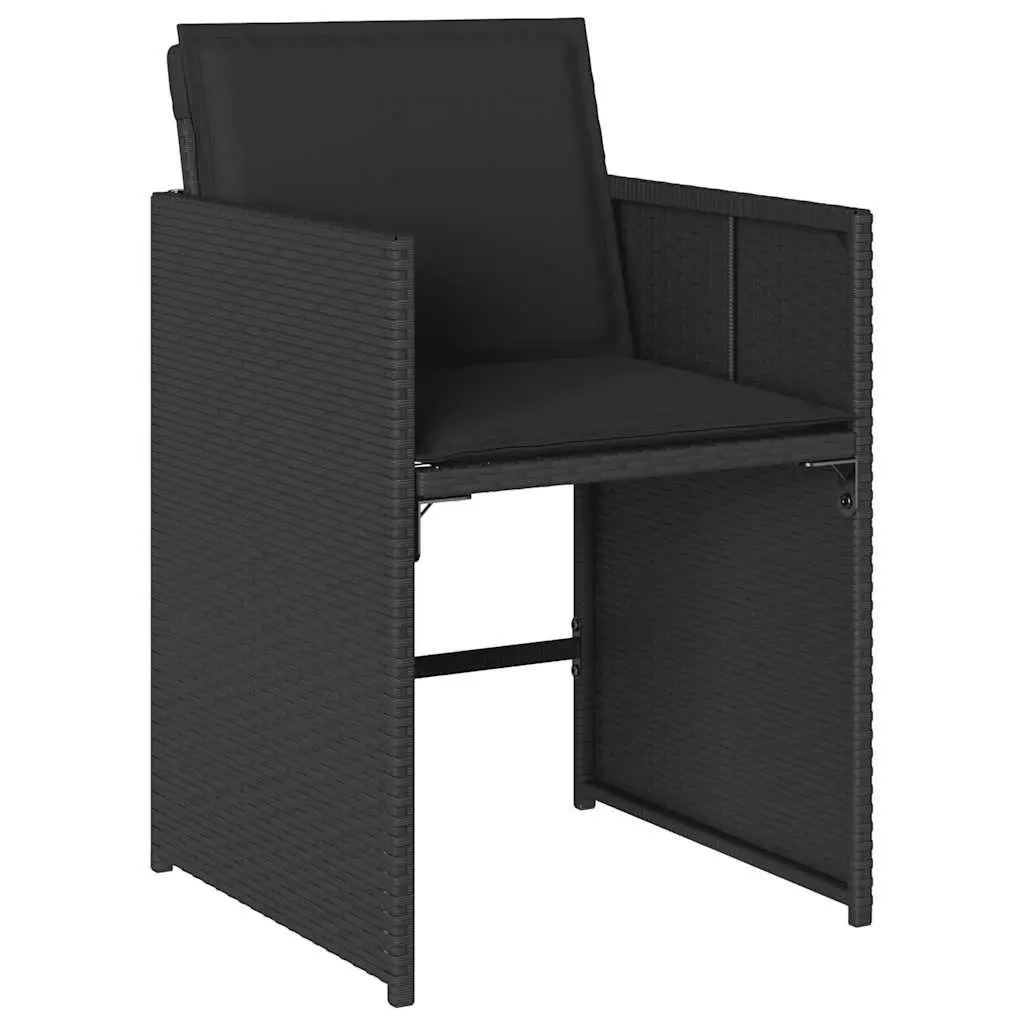 Garden Dining Set 11 Piece Outdoor Use Black Poly Rattan Chairs Table