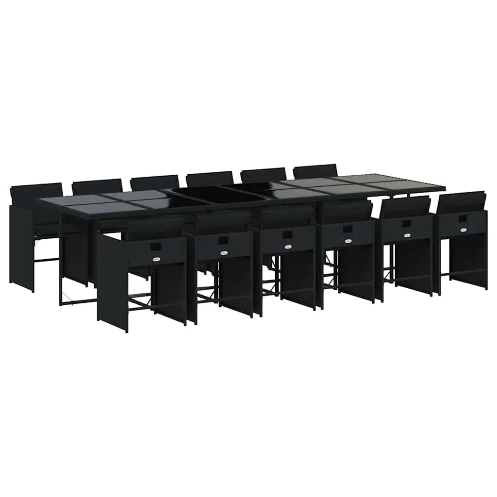 13 Piece Outdoor Dining Set for Garden Patio Black Poly Rattan Furniture