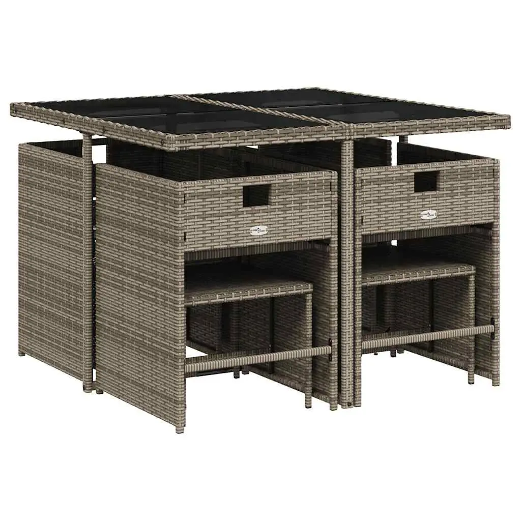 Garden Dining Set 9 Piece Outdoor Table Chairs with Cushions Grey Patio