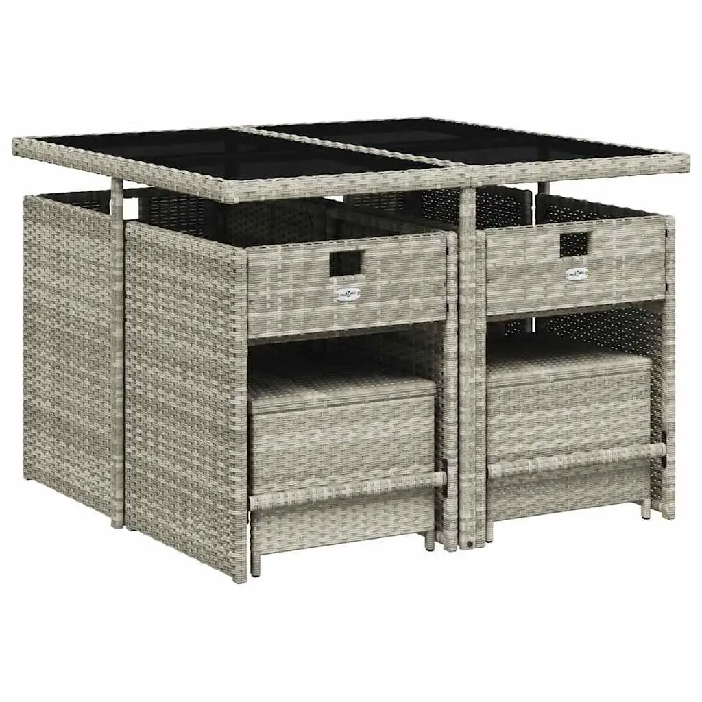 Garden Dining Set 9 Piece Outdoor Furniture Grey Poly Rattan Chairs Table