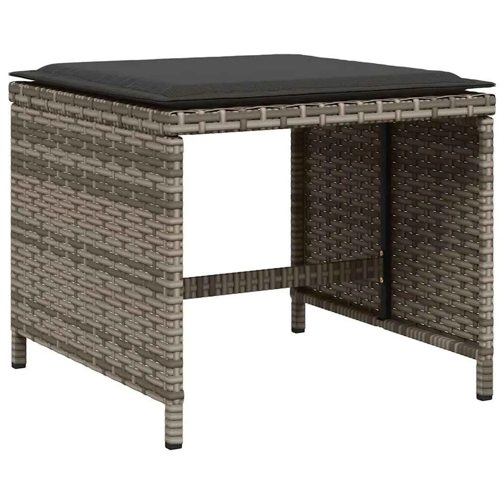 Garden Dining Set 9 Piece Grey Poly Rattan Outdoor Furniture with Cushions