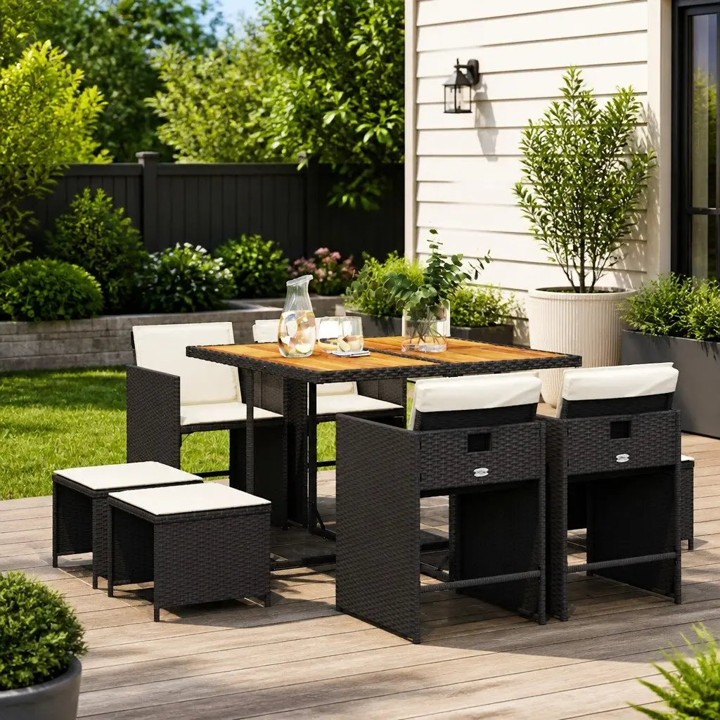 9-Piece Outdoor Dining Set with Cushions