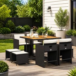 Specifications of 9-Piece Outdoor Dining Set with Cushions