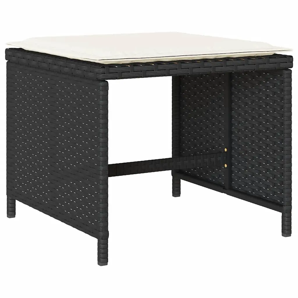 11 Piece Outdoor Garden Dining Set with Black Poly Rattan Chairs and Tempered Glass Table for Patio Backyard Entertainment