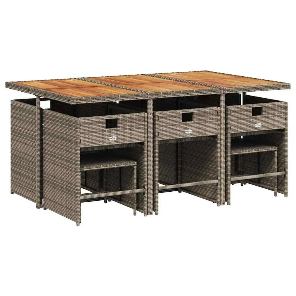 11 Piece Grey Poly Rattan Dining Set