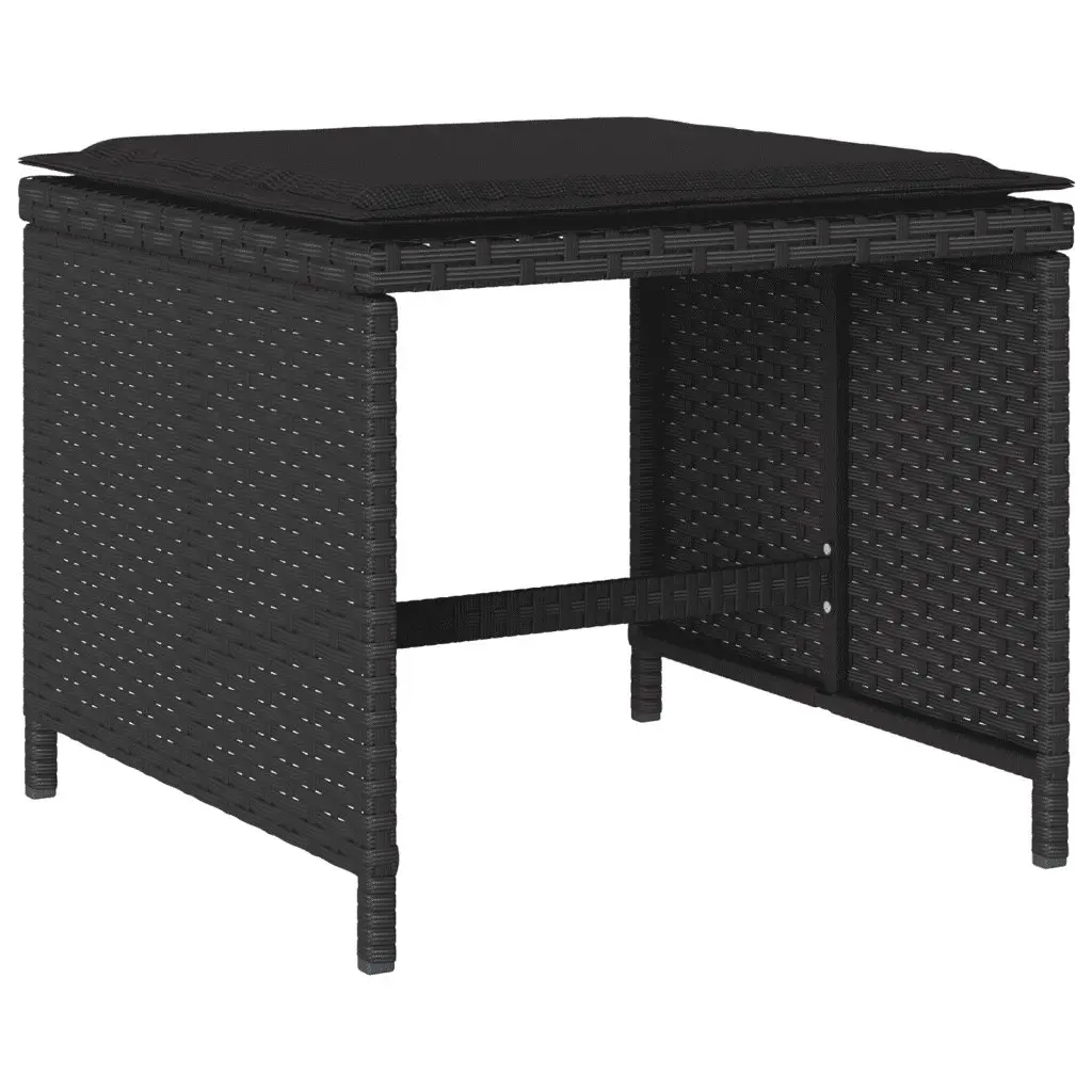 13 Piece Outdoor Garden Dining Set for Patio Black Poly Rattan