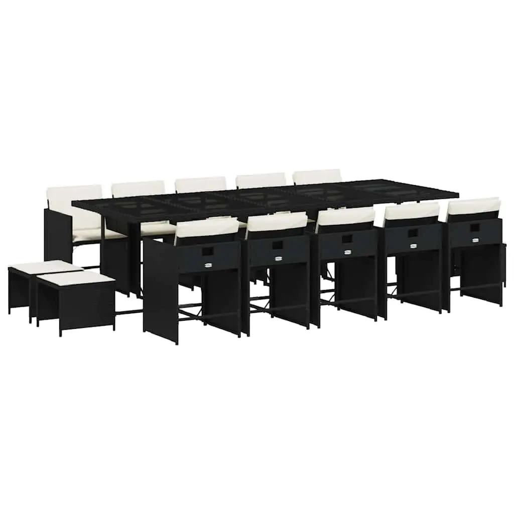 15-Piece Outdoor Dining Set Black