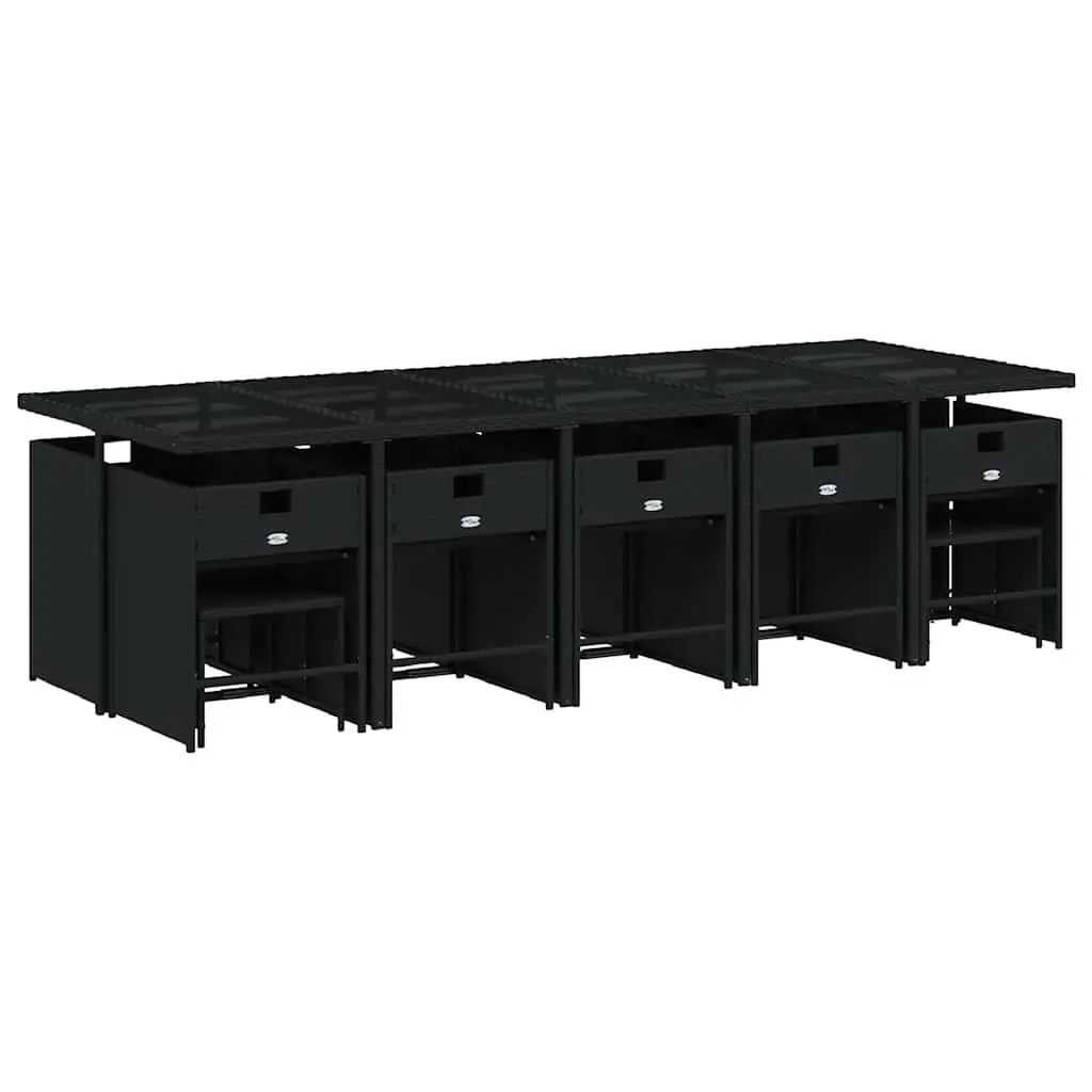 15-Piece Outdoor Dining Set Black