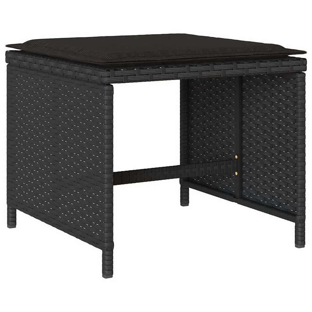 Outdoor Dining Set 15 Piece Garden Furniture Black PE Rattan with Cushions