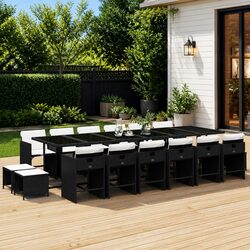Garden Dining Set 17 Piece Outdoor Furniture PE Rattan Chairs Table Cushions