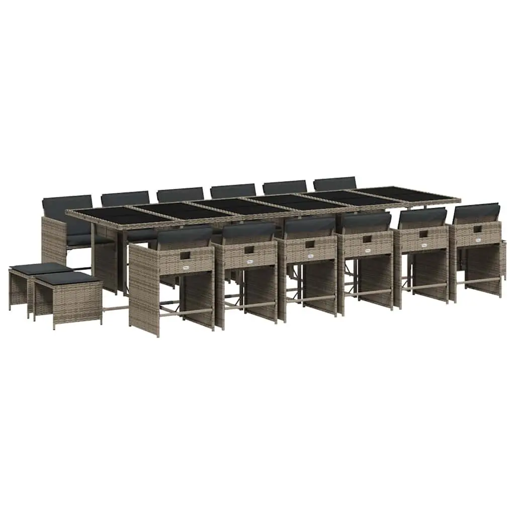 17 Piece Garden Dining Set Outdoor Patio Furniture Grey