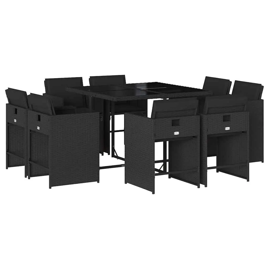 Garden Dining Set 9 Piece Outdoor Furniture Patio Garden Black PE Rattan
