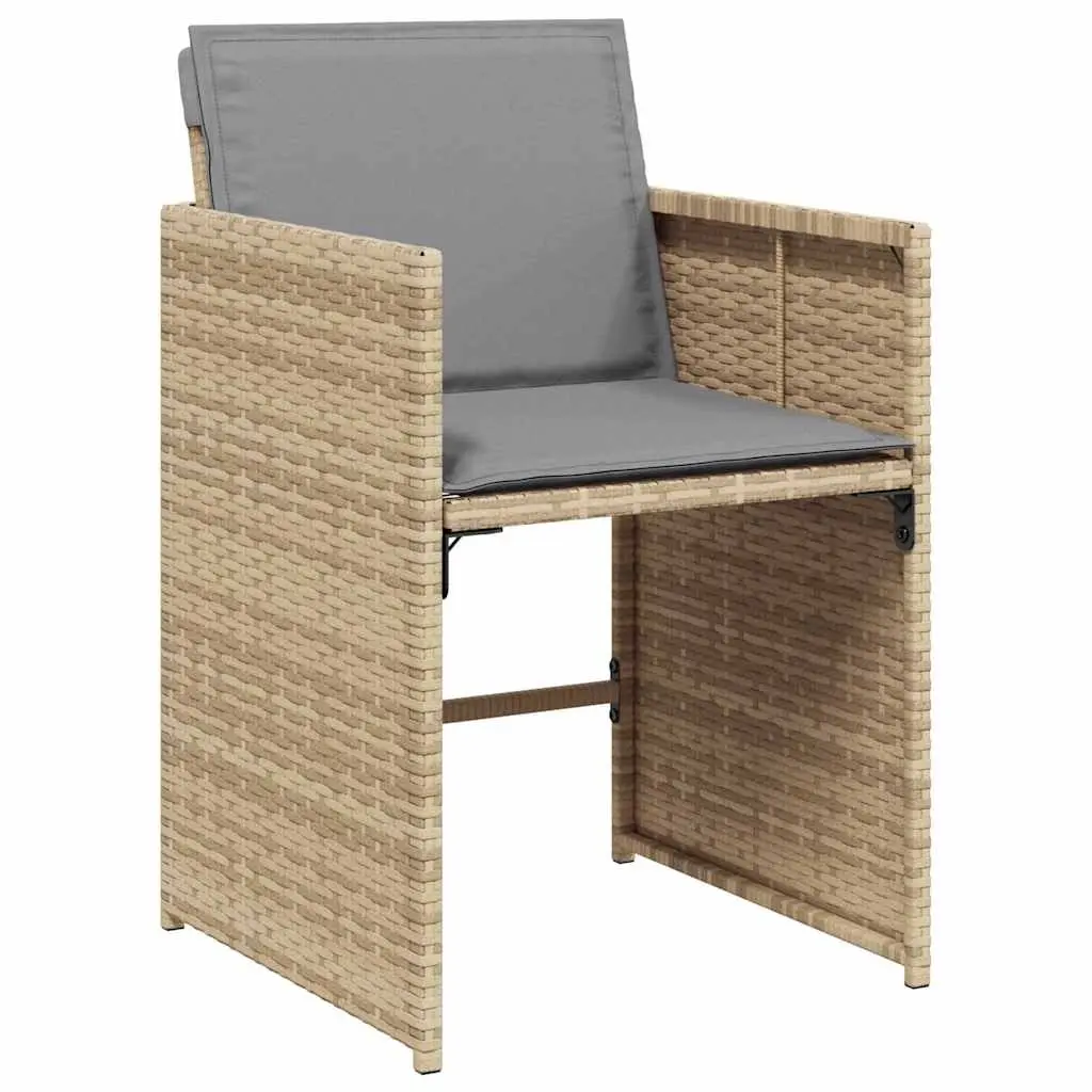 9 Piece Outdoor Dining Set Garden Furniture with Cushions Beige Poly Rattan