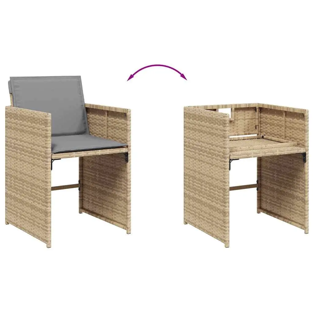 9 Piece Outdoor Dining Set Garden Furniture with Cushions Beige Poly Rattan