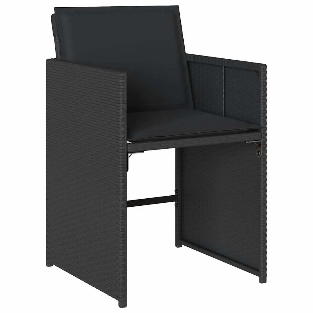 11 Piece Outdoor Dining Set Patio Garden Black Poly Rattan Table Chairs Cushions