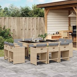 11 Piece Outdoor Garden Dining Set Poly Rattan Chairs Table Patio Furniture