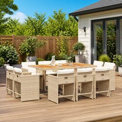 Specifications of Beige Garden Dining Set: 11 Pieces Included