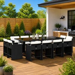 Specifications of 13 Piece Black Poly Rattan Dining Set