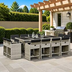 Specifications of 13 Piece Grey Poly Rattan Dining Set