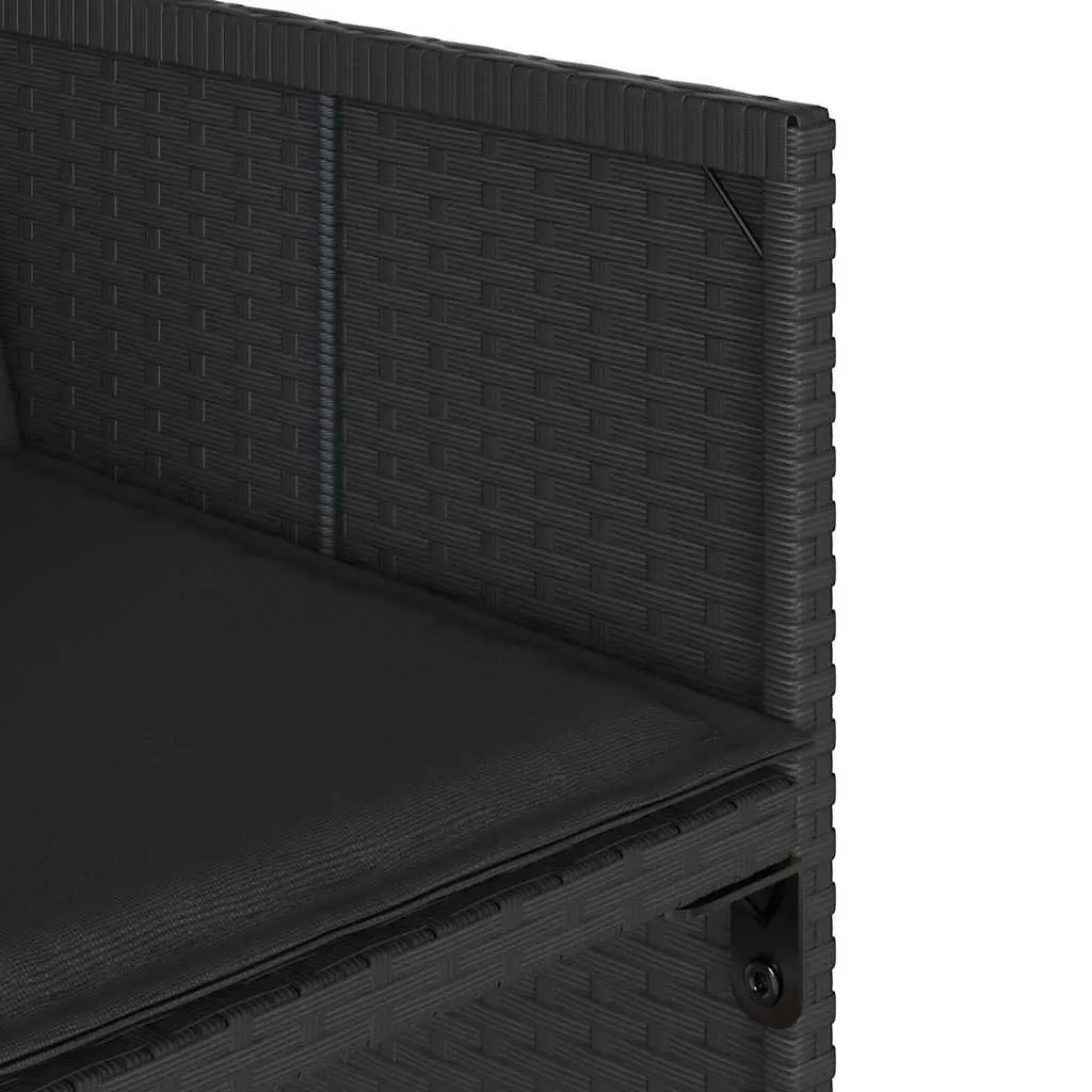 Outdoor Dining Set Garden Furniture 17 Piece Black Poly Rattan with Cushions