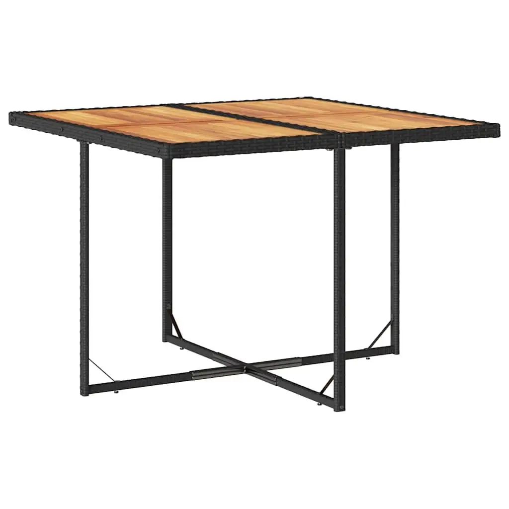 Garden Dining Set Outdoor Furniture 5 Piece Black Poly Rattan Cushioned Chairs