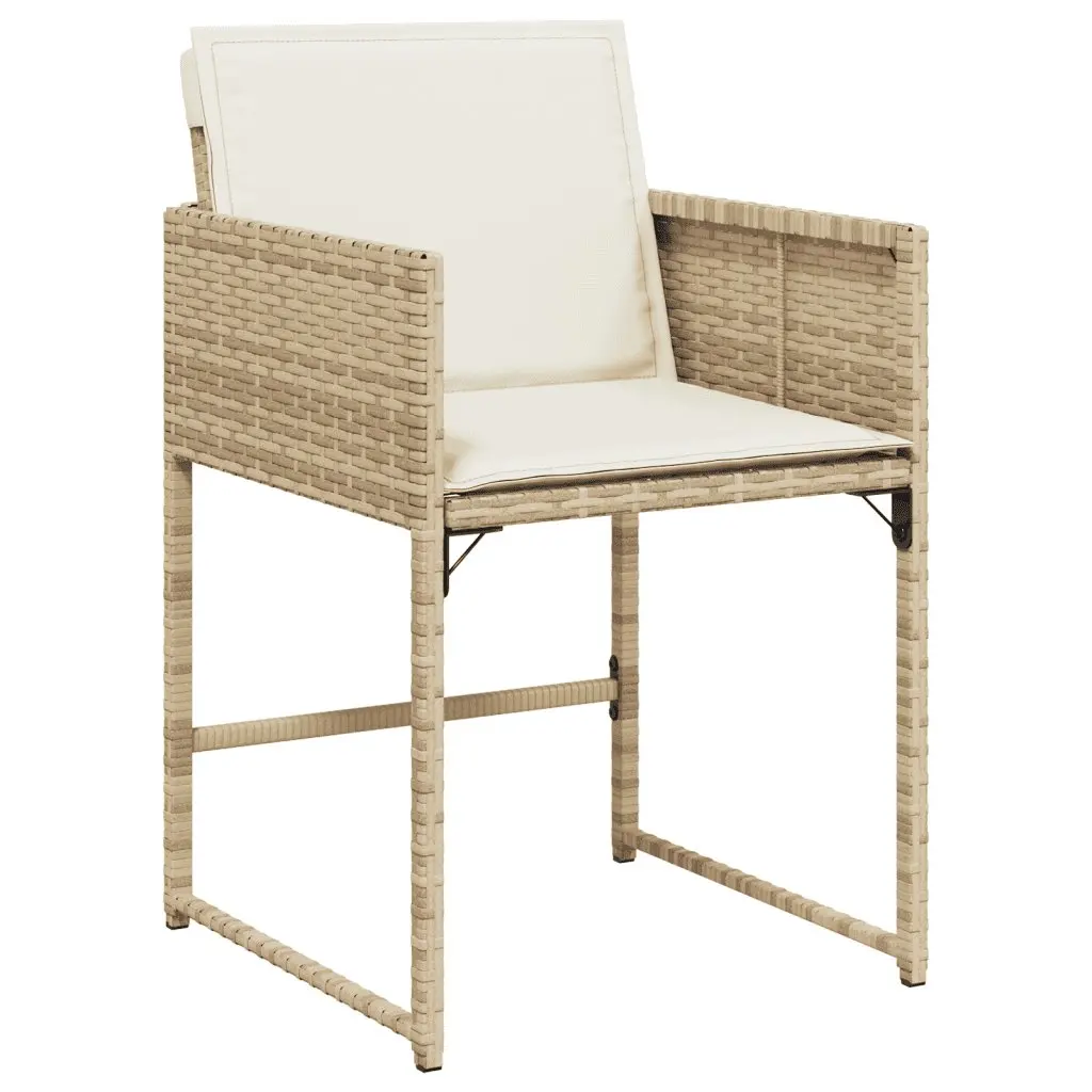 5 Piece Garden Dining Set Outdoor Furniture Beige Poly Rattan Chairs Table Patio