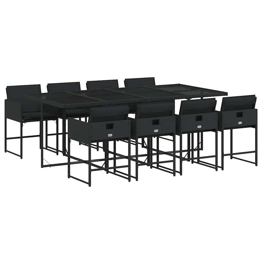 Garden Dining Set 9 Piece Outdoor Furniture Black Poly Rattan Patio Table Chairs
