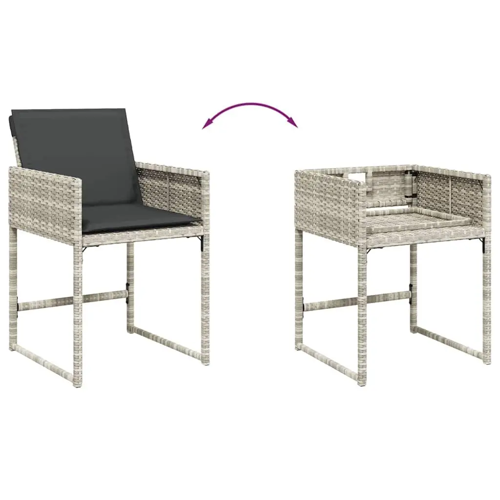 Outdoor Dining Set 9 Piece Grey Poly Rattan Chairs and Table with Cushions for Garden or Patio Use