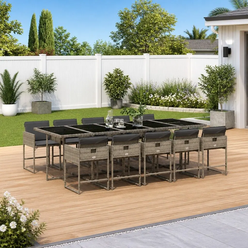 Grey Poly Rattan Garden Dining Set